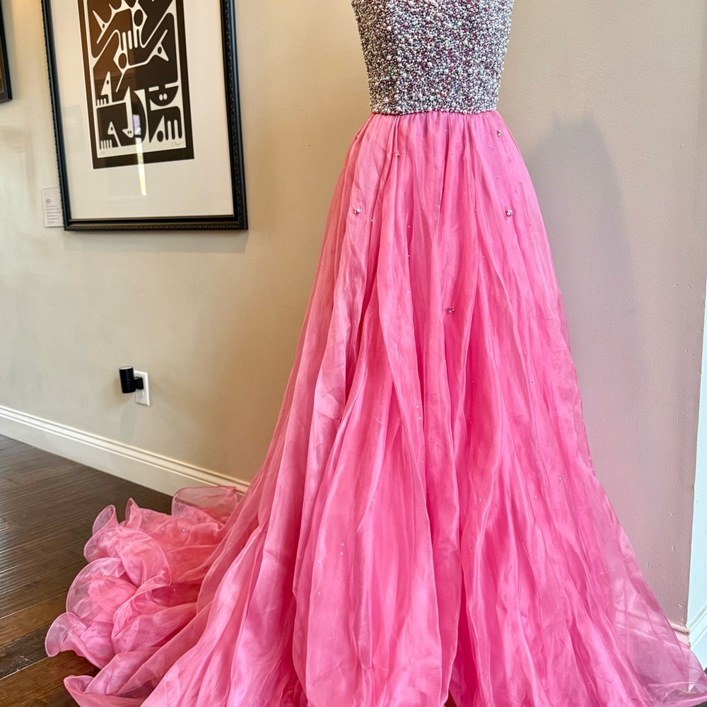 Sherri Hill Pink Gown with Pearl Embellishments